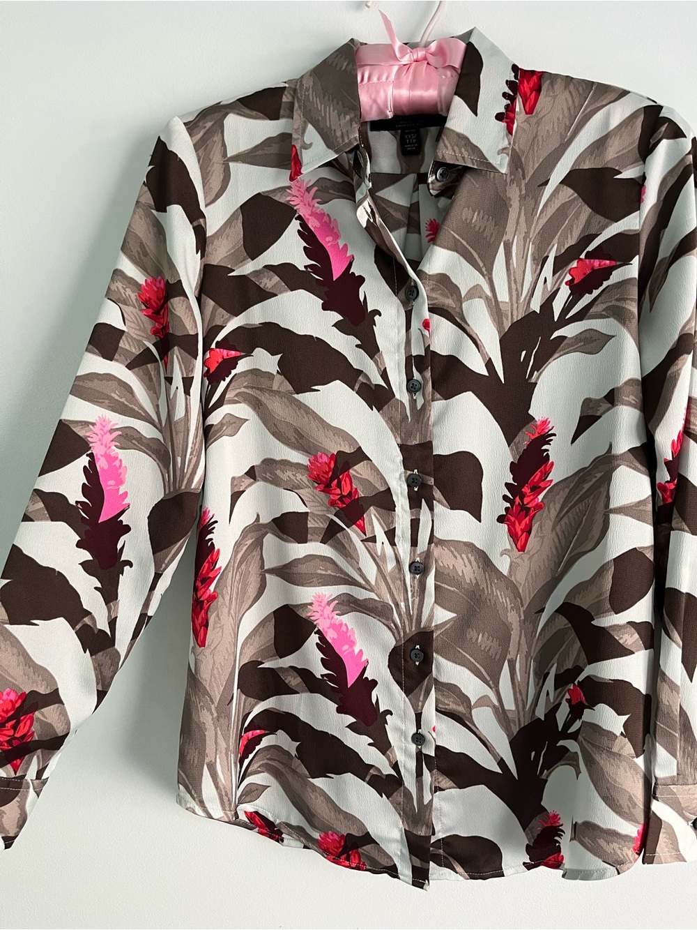 Banana Republic Dillon Shirt Tropical Floral Print Button-Up Long Sleeve Blouse